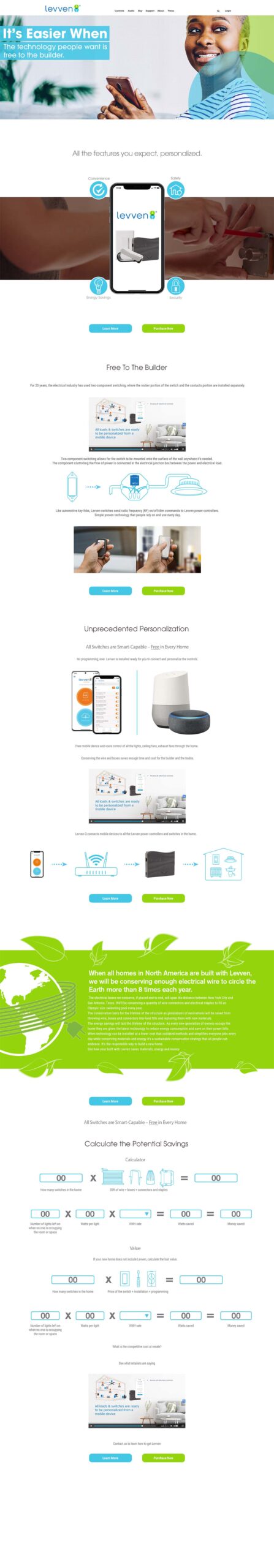Levven website full page mockup
