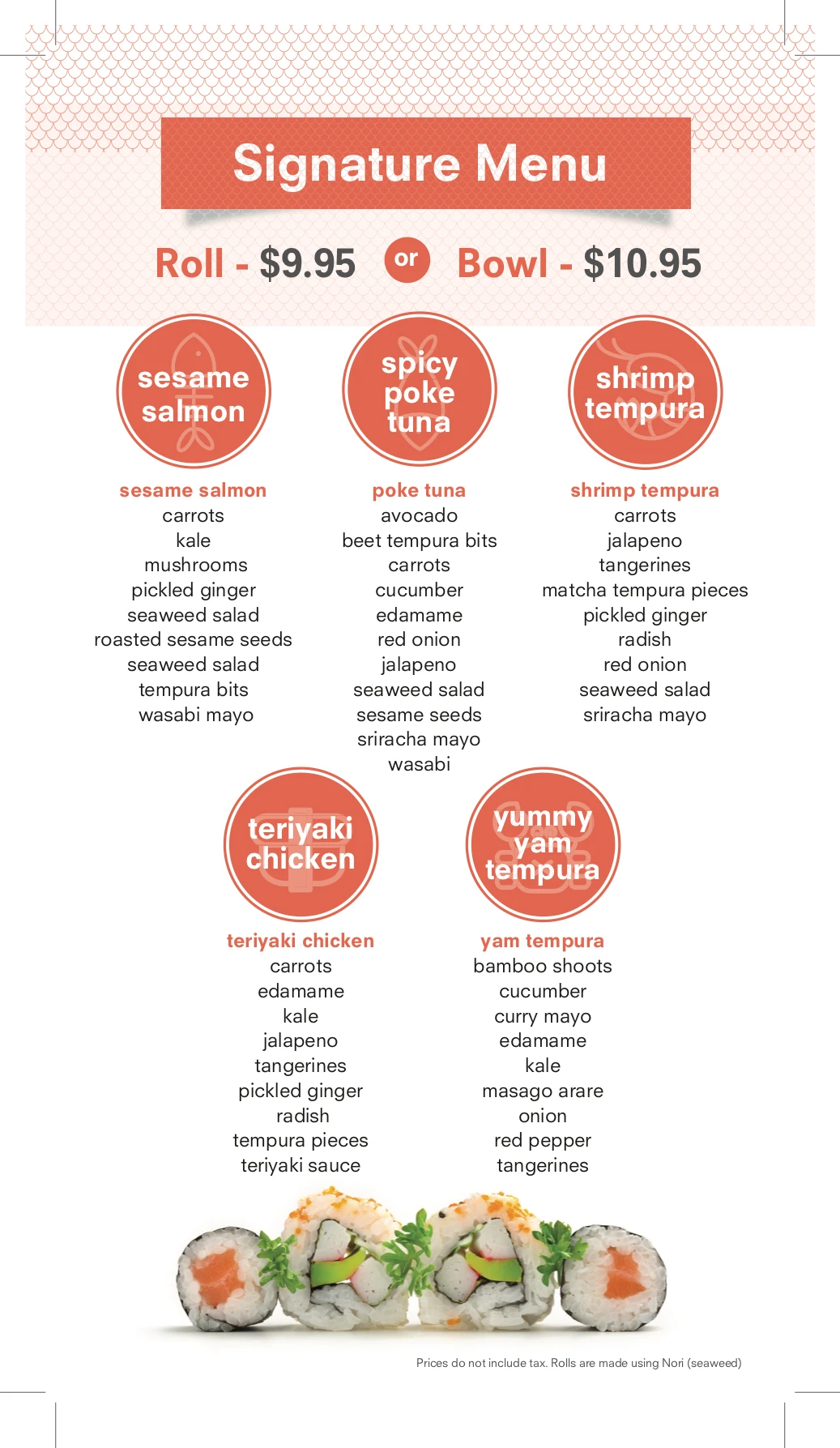 So Sushi signature menu