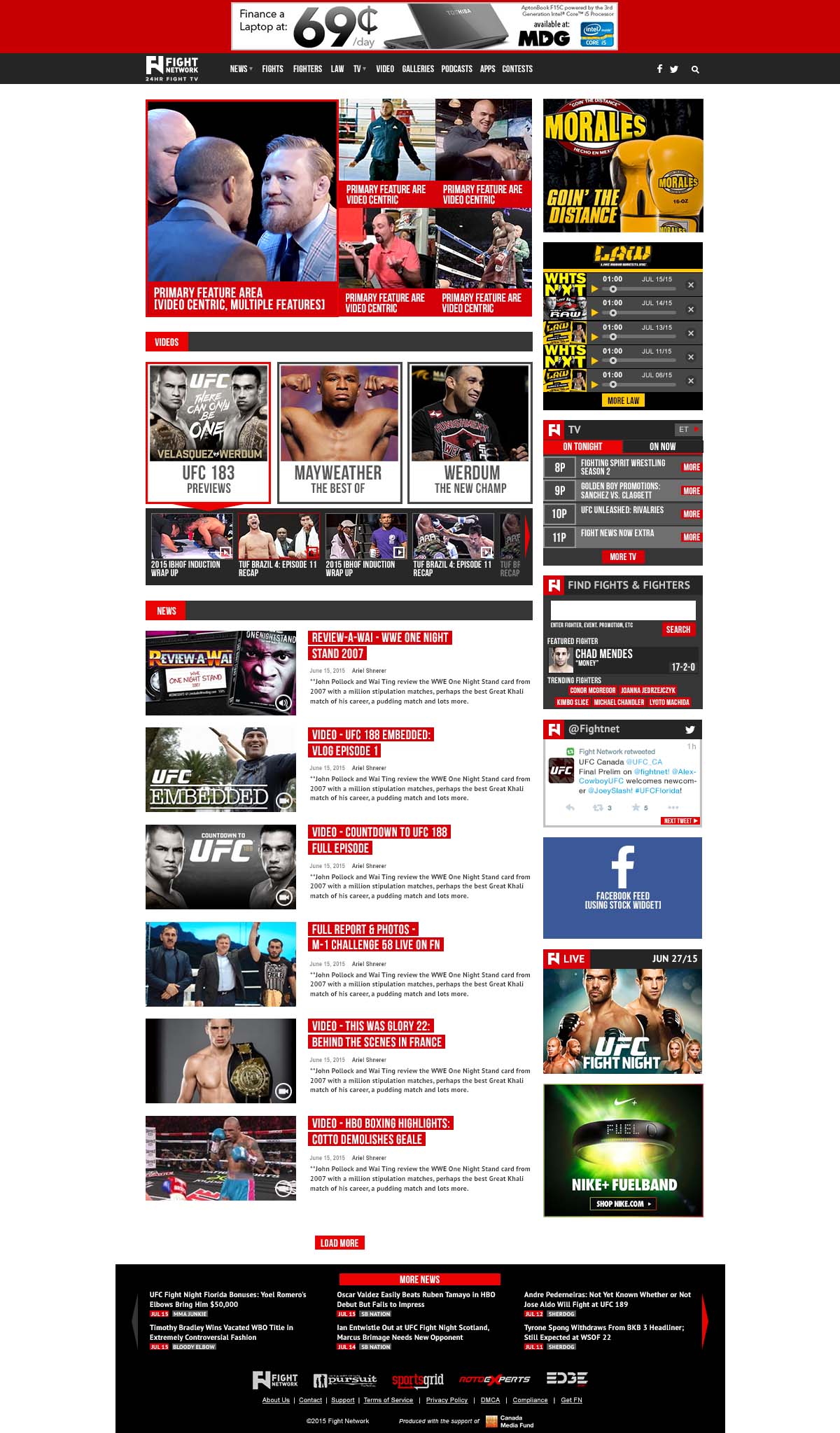 Fight Network homepage redesign