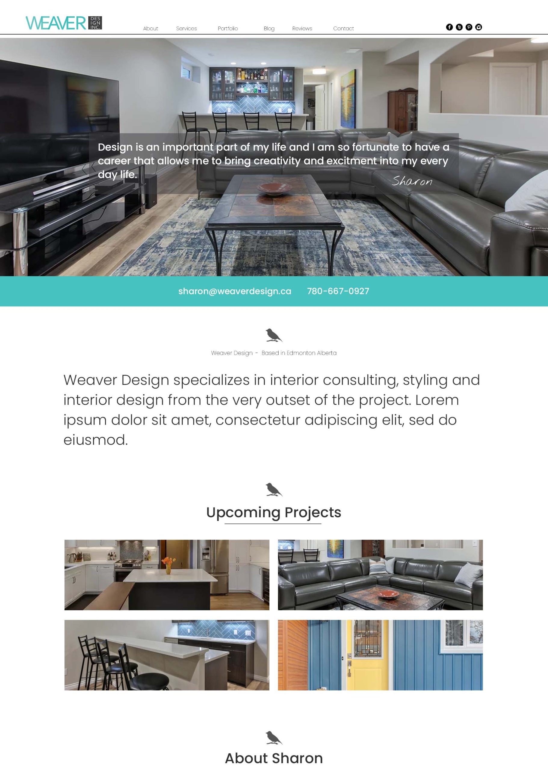 Weaver Design desktop homepage